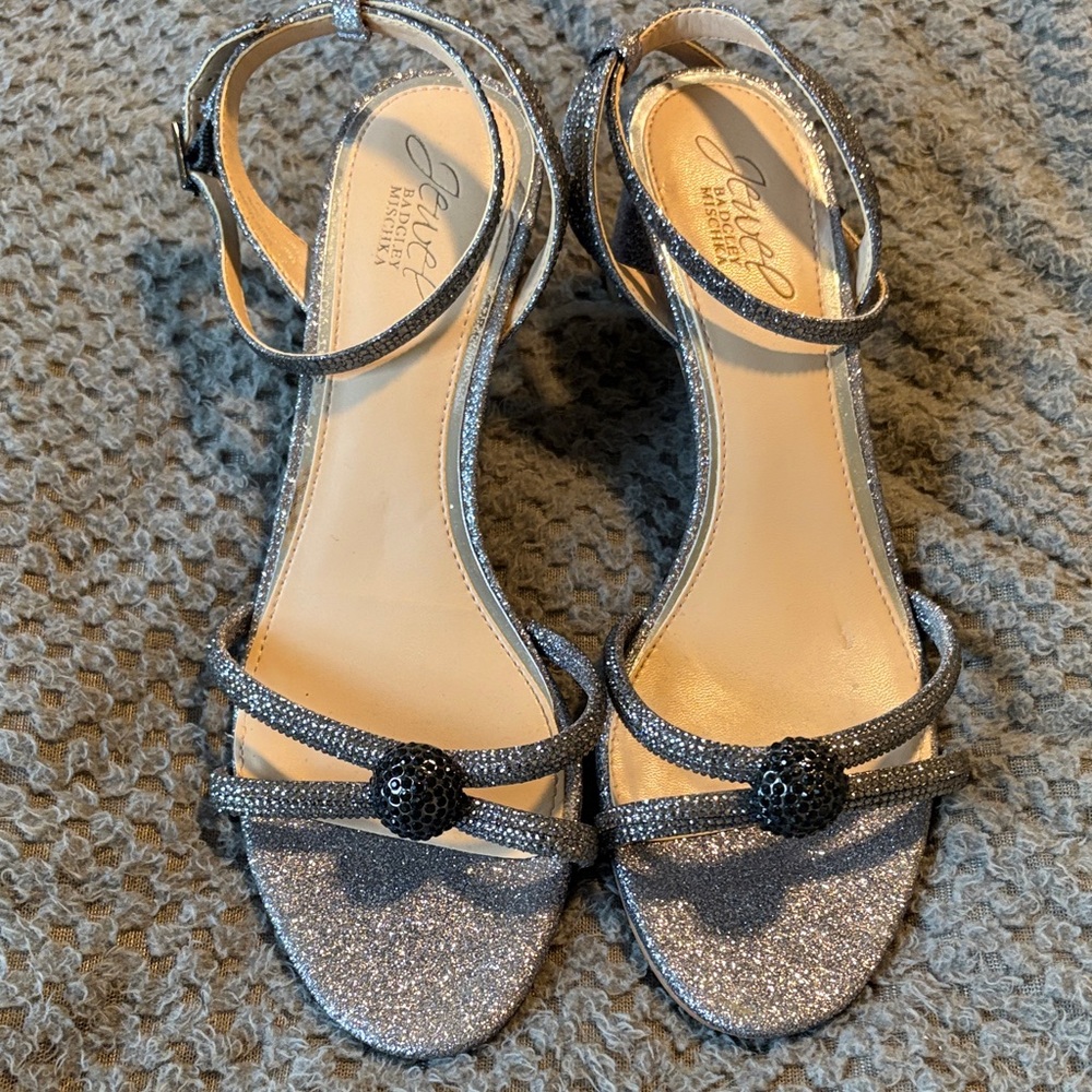 Jewel Badgley Mischka Sparkling Silver Heels